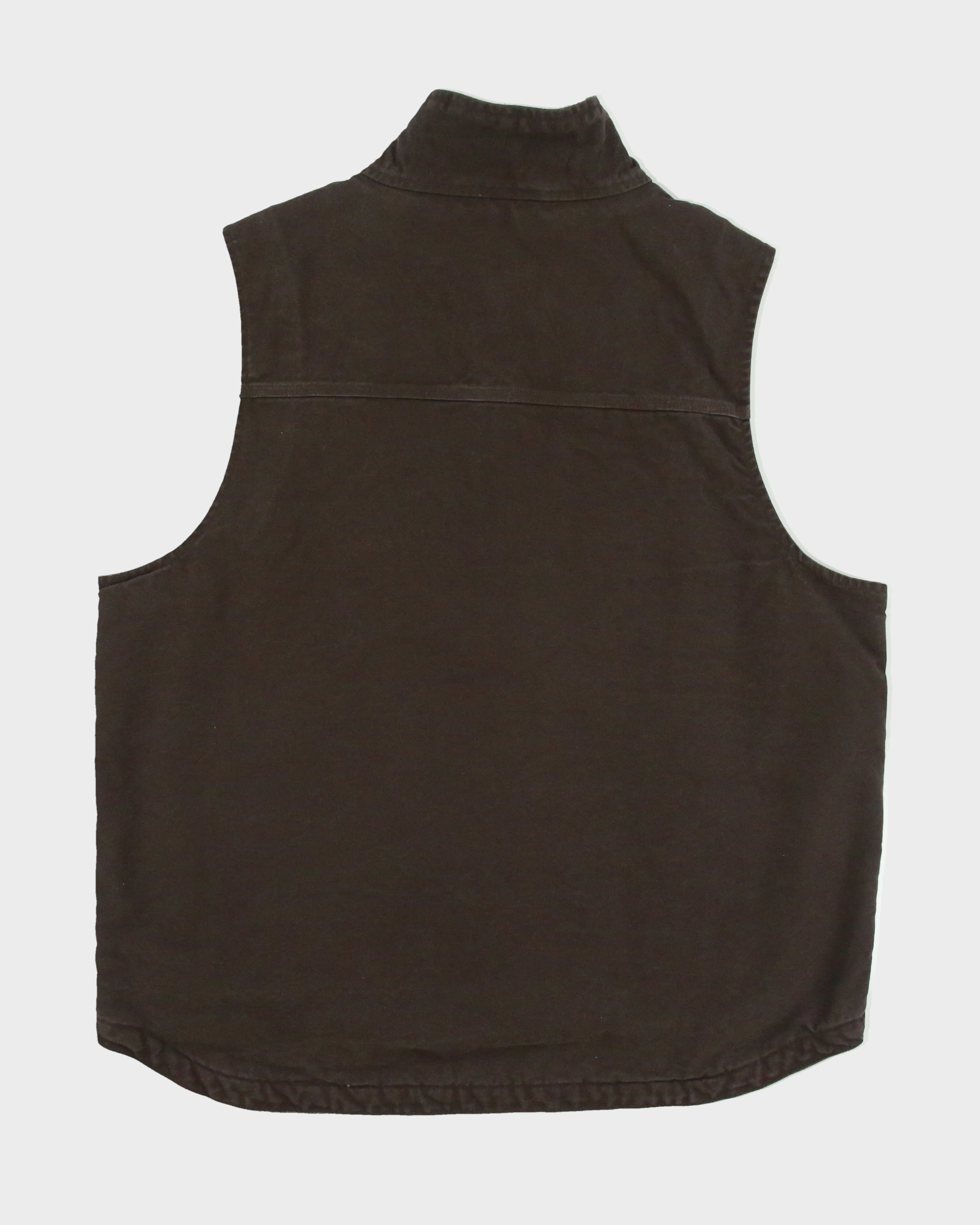 Vintage Carhartt DKB Washed Duck Canvas Sherpa Lined Loose Fit Mock Neck Gilet - L