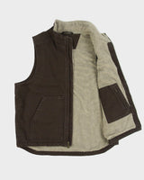 Vintage Carhartt DKB Washed Duck Canvas Sherpa Lined Loose Fit Mock Neck Gilet - L