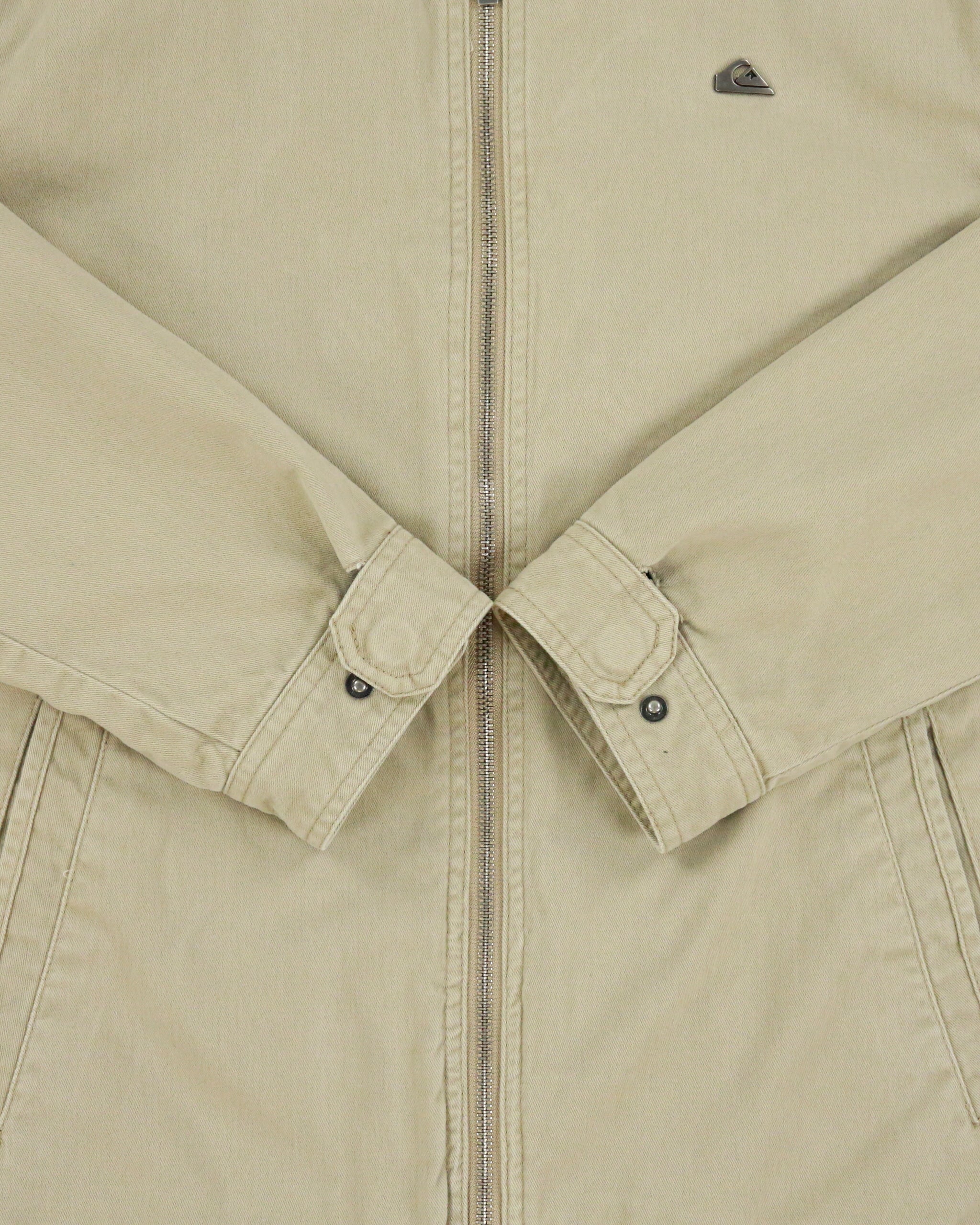 Vintage Y2K 00s Quiksilver Khaki Canvas Buffalo Plaid Lined Harrington Jacket - S