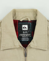 Vintage Y2K 00s Quiksilver Khaki Canvas Buffalo Plaid Lined Harrington Jacket - S