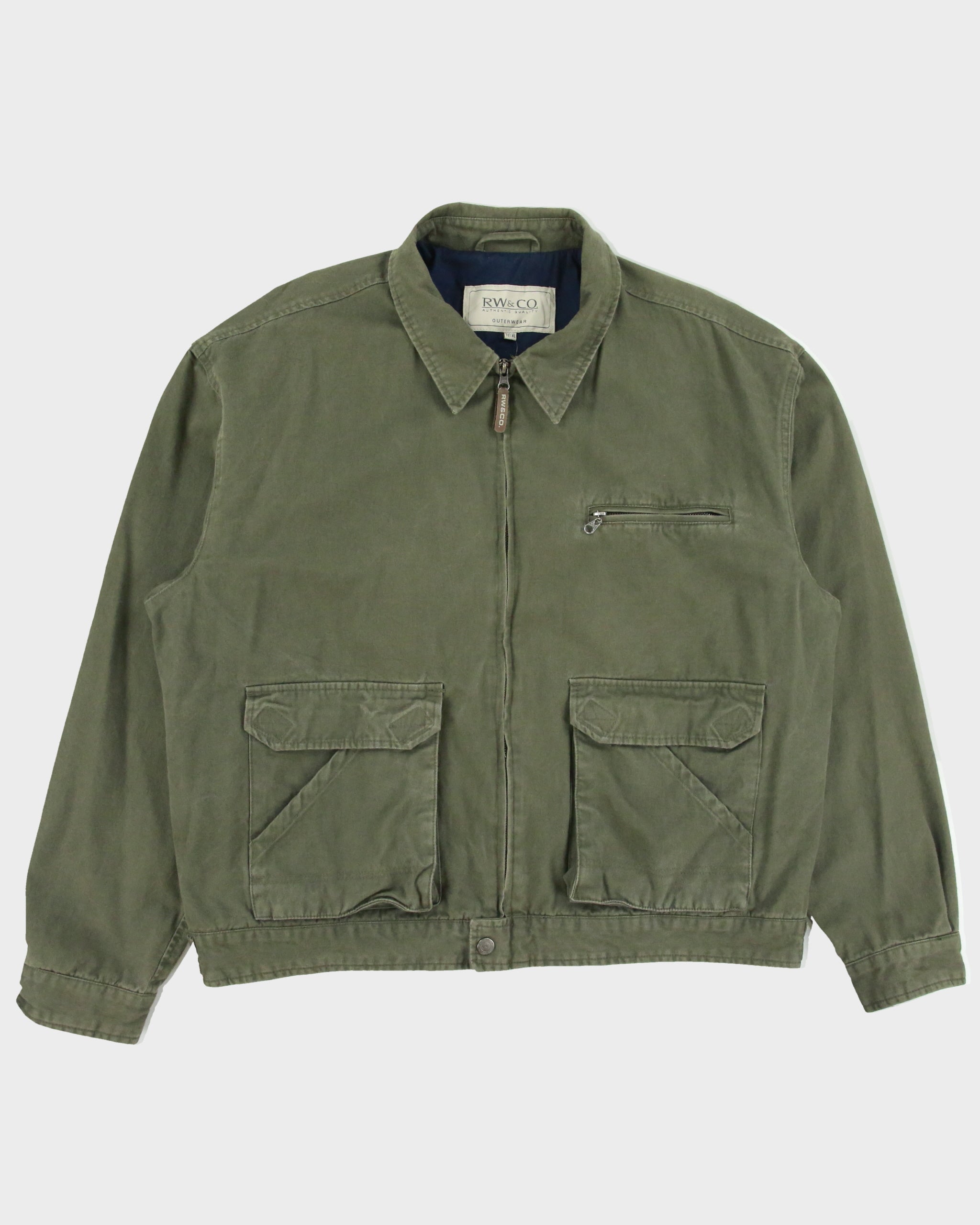 Vintage 1990s RW&amp;CO. Khaki Canvas Utility Harrington Jacket - XL