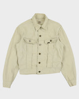 Vintage 1960s Lee Westerner Sanforized 100-J Union Made In USA Desert Khaki Santeen Denim Trucker Jacket - S