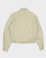 Vintage 1960s Lee Westerner Sanforized 100-J Union Made In USA Desert Khaki Santeen Denim Trucker Jacket - S