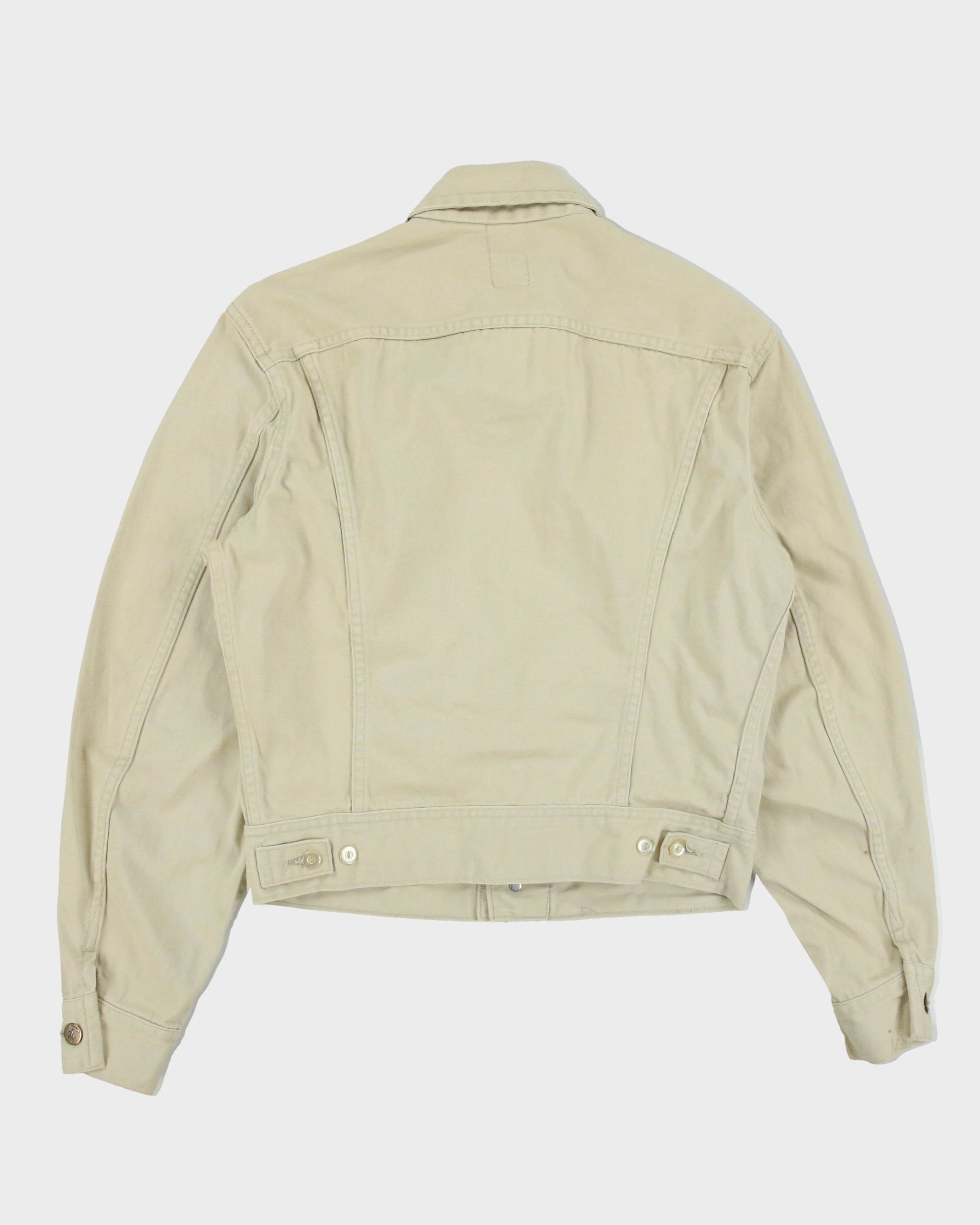 Vintage 1960s Lee Westerner Sanforized 100-J Union Made In USA Desert Khaki Santeen Denim Trucker Jacket - S