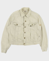 Vintage 1960s Lee Westerner Sanforized 100-J Union Made In USA Distressed Desert Khaki Santeen Denim Trucker Jacket - XL