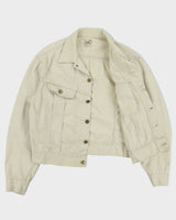 Vintage 1960s Lee Westerner Sanforized 100-J Union Made In USA Distressed Desert Khaki Santeen Denim Trucker Jacket - XL