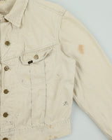 Vintage 1960s Lee Westerner Sanforized 100-J Union Made In USA Distressed Desert Khaki Santeen Denim Trucker Jacket - XL
