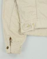 Vintage 1960s Lee Westerner Sanforized 100-J Union Made In USA Distressed Desert Khaki Santeen Denim Trucker Jacket - XL
