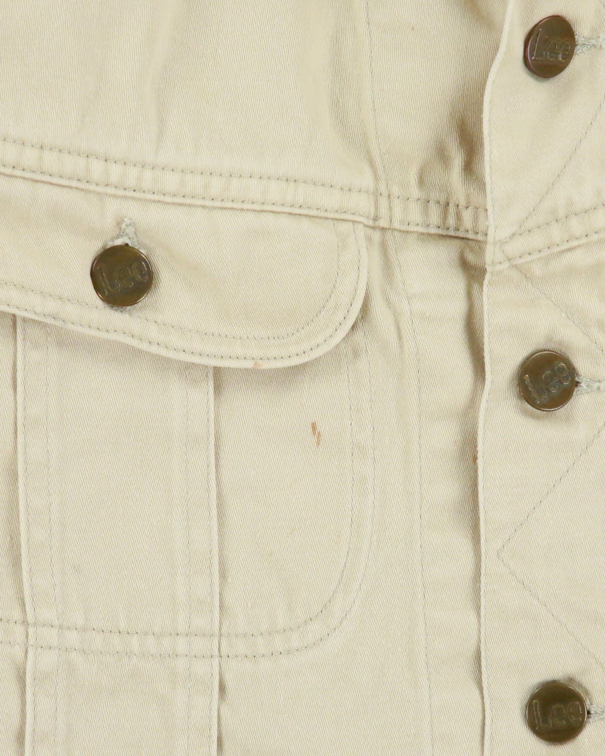 Vintage 1960s Lee Westerner Sanforized 100-J Union Made In USA Desert Khaki Santeen Denim Trucker Jacket - M