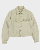 Vintage 1960s Lee Westerner Sanforized 100-J Union Made In USA Desert Khaki Santeen Denim Trucker Jacket - M