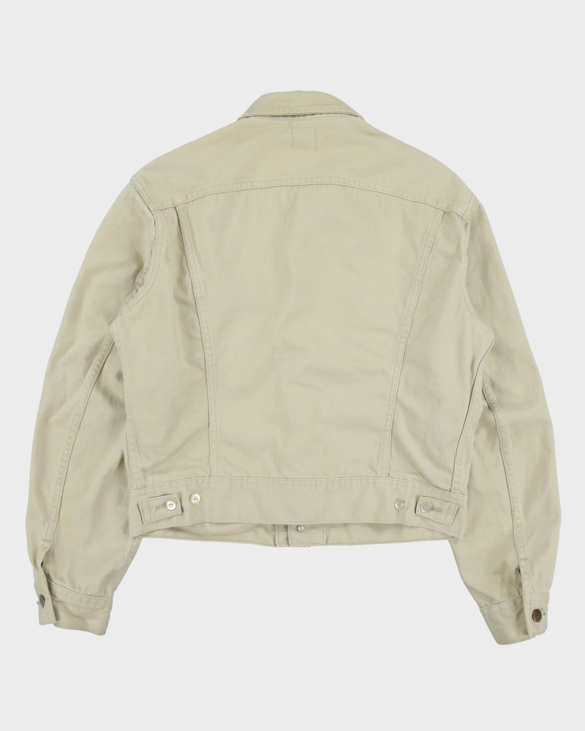 Vintage 1960s Lee Westerner Sanforized 100-J Union Made In USA Desert Khaki Santeen Denim Trucker Jacket - M