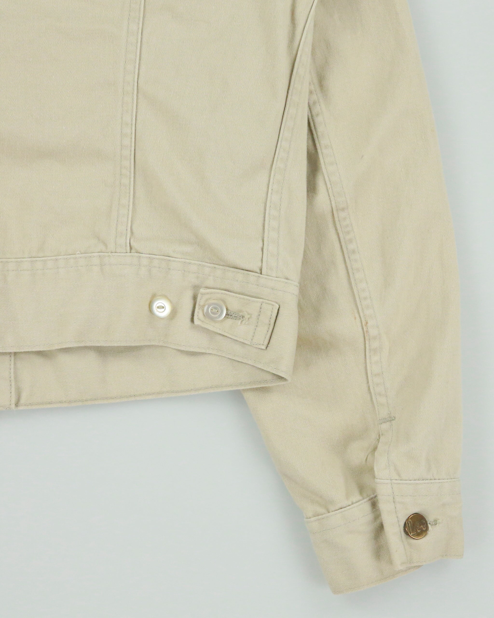 Vintage 1960s Lee Westerner Sanforized 100-J Union Made In USA Desert Khaki Santeen Denim Trucker Jacket - M