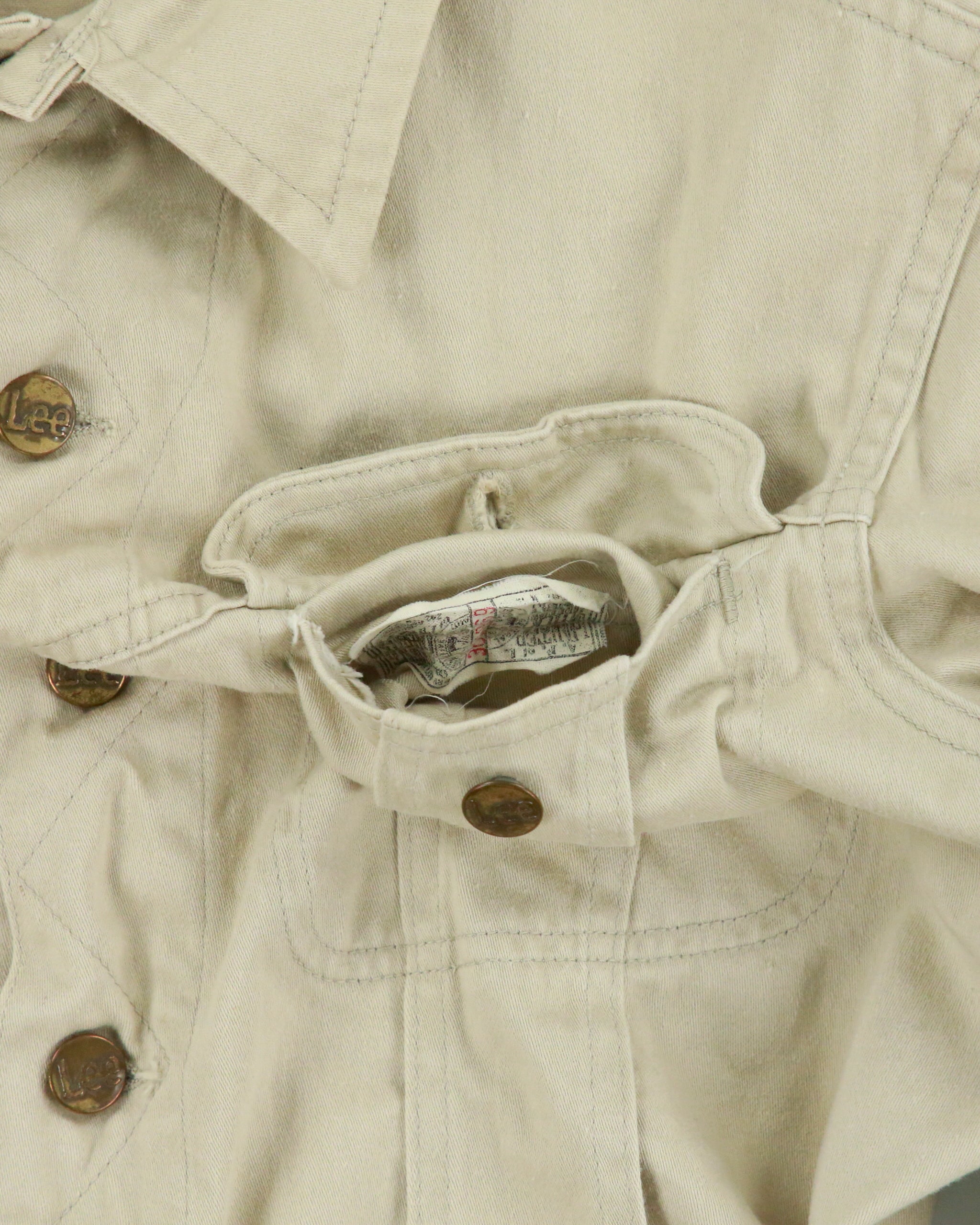 Vintage 1960s Lee Westerner Sanforized 100-J Union Made In USA Desert Khaki Santeen Denim Trucker Jacket - M