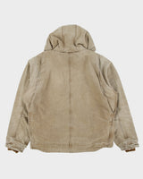 Vintage Carhartt J141-211 Tan Washed Duck Sierra Sandstone Sherpa Lined Active Jacket - L