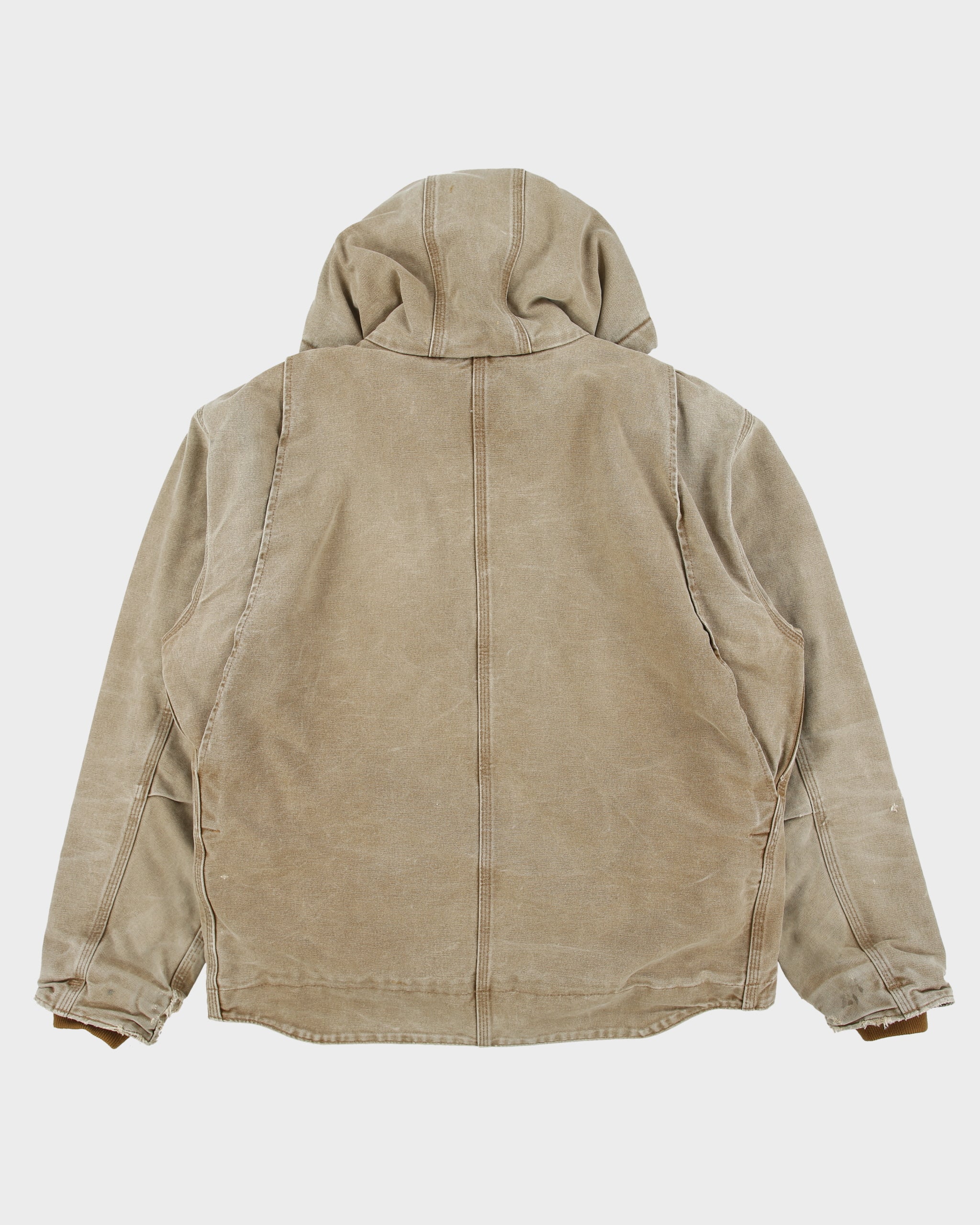 Vintage Carhartt J141-211 Tan Washed Duck Sierra Sandstone Sherpa Lined Active Jacket - L
