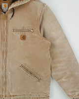Vintage Carhartt J141-211 Tan Washed Duck Sierra Sandstone Sherpa Lined Active Jacket - L