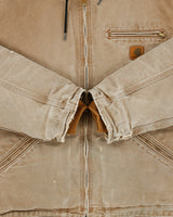 Vintage Carhartt J141-211 Tan Washed Duck Sierra Sandstone Sherpa Lined Active Jacket - L