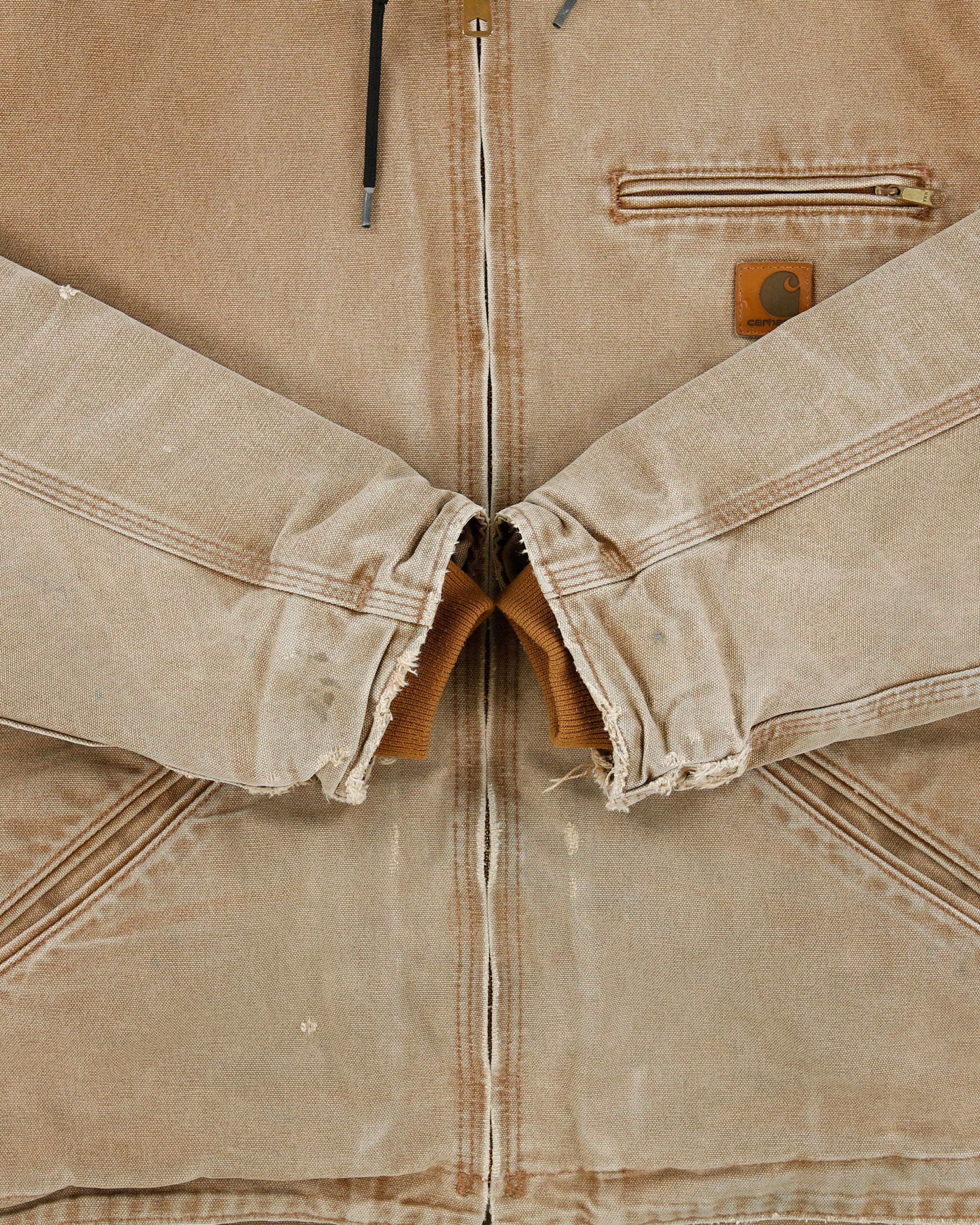Vintage Carhartt J141-211 Tan Washed Duck Sierra Sandstone Sherpa Lined Active Jacket - L