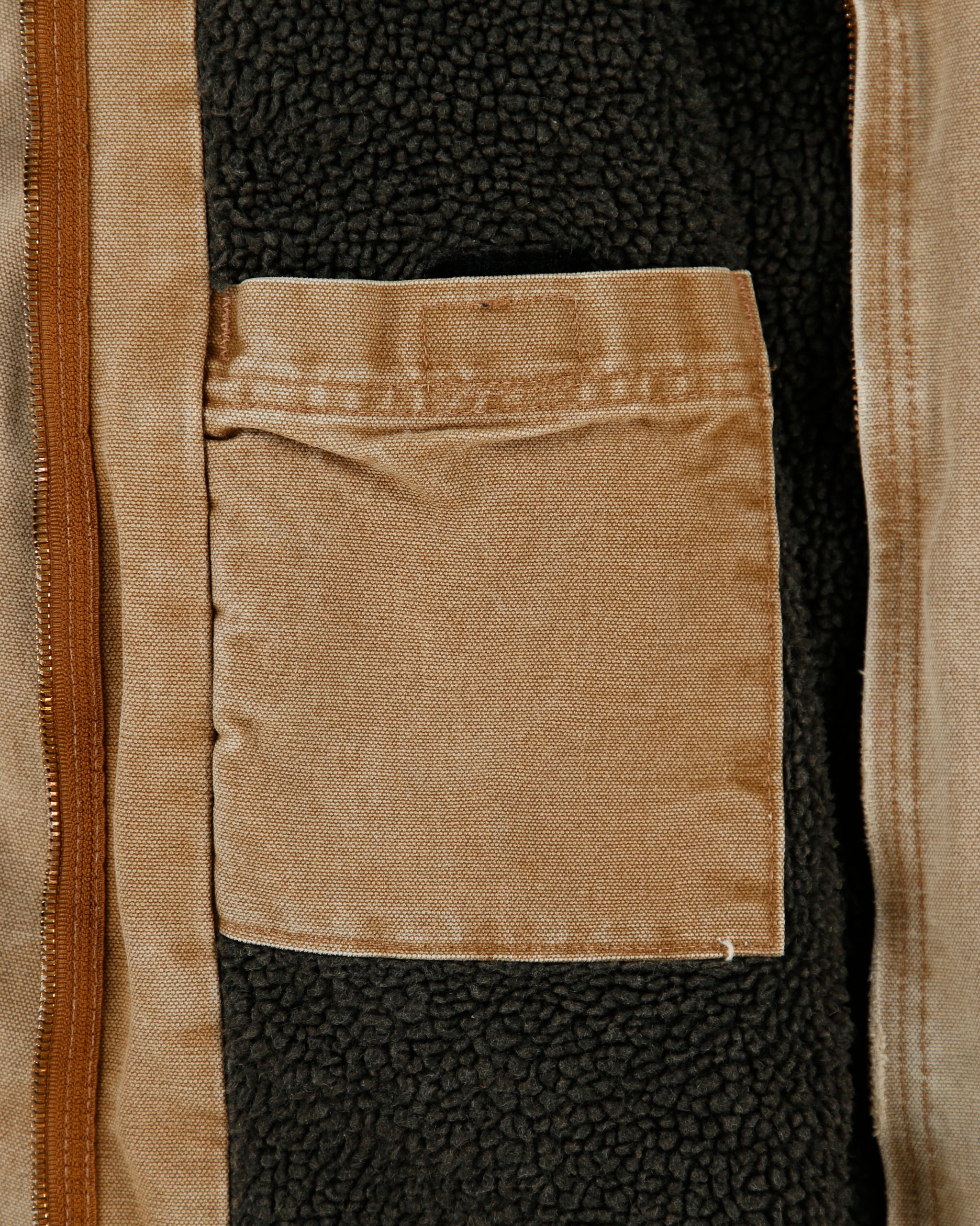 Vintage Carhartt J141-211 Tan Washed Duck Sierra Sandstone Sherpa Lined Active Jacket - L