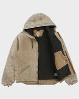 Vintage Carhartt J141-211 Tan Washed Duck Sierra Sandstone Sherpa Lined Active Jacket - L