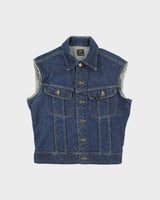 Vintage 1960s Lee 101-J Union Made In USA Sanforized Raw Indigo Demim Sleeveless Trucker Jacket - M