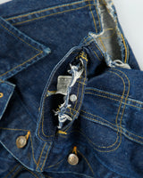 Vintage 1960s Lee 101-J Union Made In USA Sanforized Raw Indigo Demim Sleeveless Trucker Jacket - M