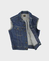 Vintage 1960s Lee 101-J Union Made In USA Sanforized Raw Indigo Demim Sleeveless Trucker Jacket - M