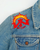 Vintage 1970s Wrangler 124MJ Made In USA Custom Embroidered Denim Trucker Jacket - S