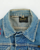 Vintage 1970s Wrangler 124MJ Made In USA Custom Embroidered Denim Trucker Jacket - S
