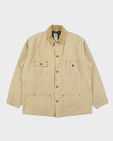 Vintage 1990s Carhartt C02 Saddle Blanket Lined Sandstone Duck Canvas Union Made In USA Chore Jacket - L