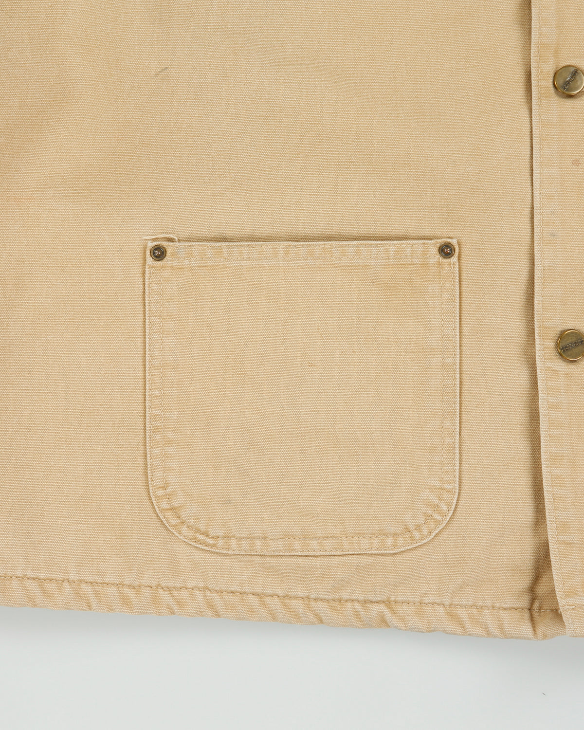 Vintage 1990s Carhartt C02 Saddle Blanket Lined Sandstone Duck Canvas Union Made In USA Chore Jacket - L