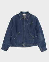 Vintage 1960s USA Made Distressed Denim Workwear Talon Harrington Jacket - M