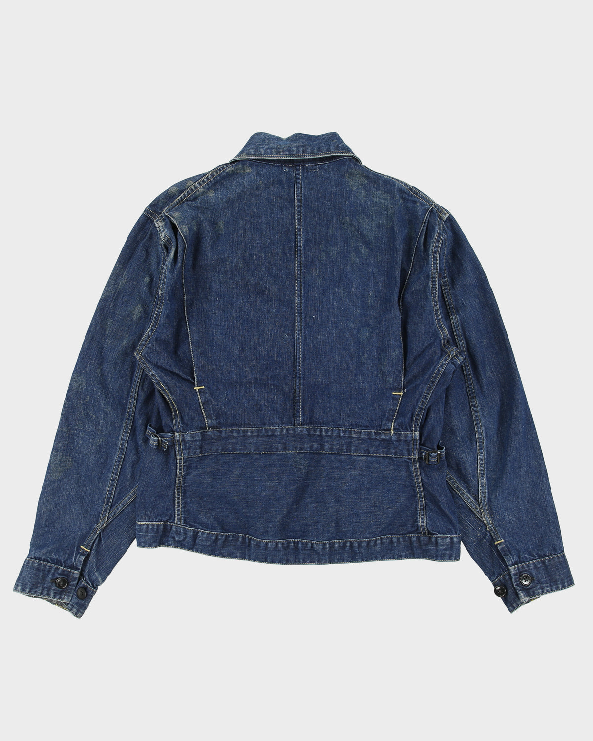 Vintage 1960s USA Made Distressed Denim Workwear Talon Harrington Jacket - M