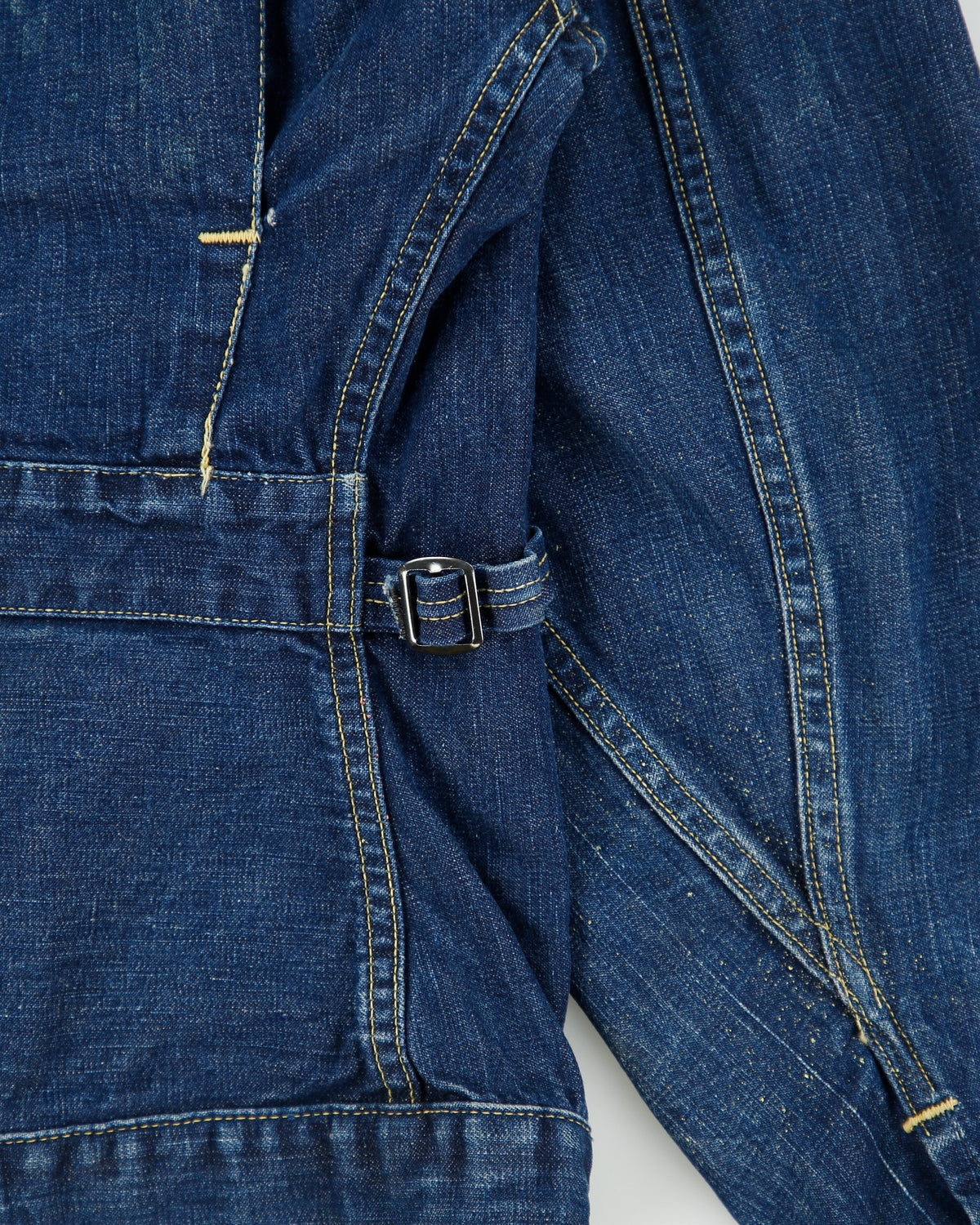 Vintage 1960s USA Made Distressed Denim Workwear Talon Harrington Jacket - M