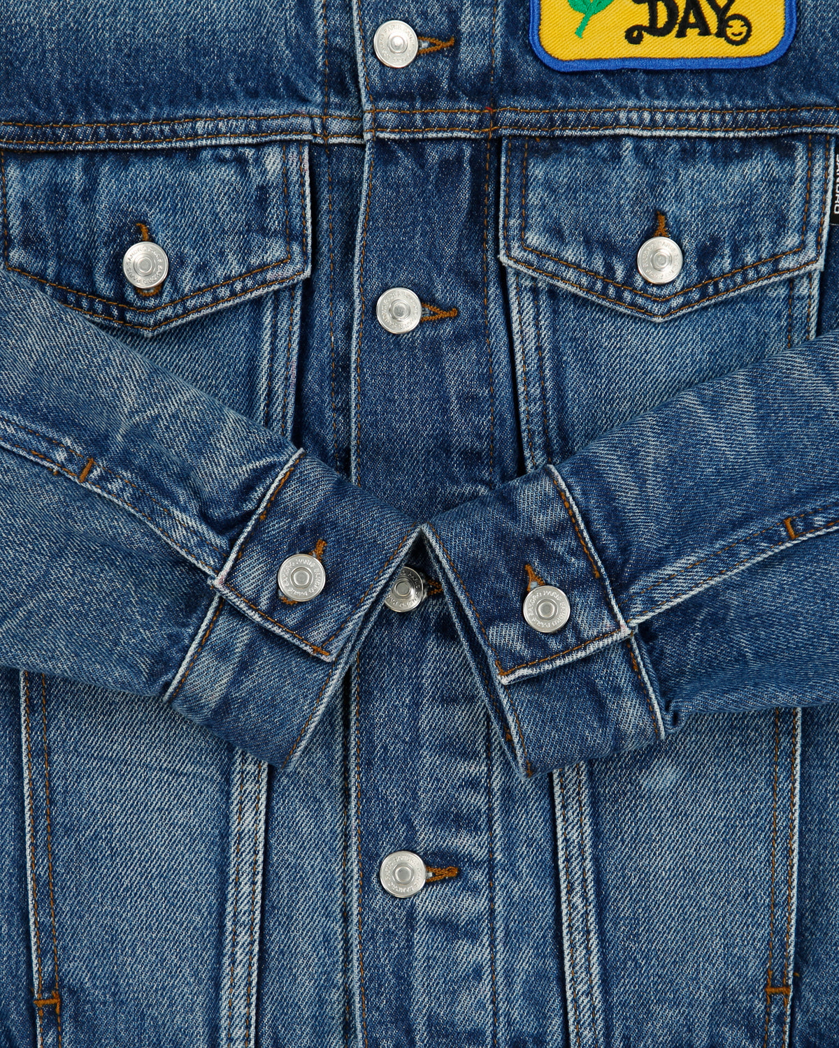 Sandro Have A Nice Day Patch Stone Wash Denim Type 3 Trucker Jacket - XS