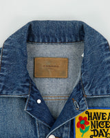 Sandro Have A Nice Day Patch Stone Wash Denim Type 3 Trucker Jacket - XS