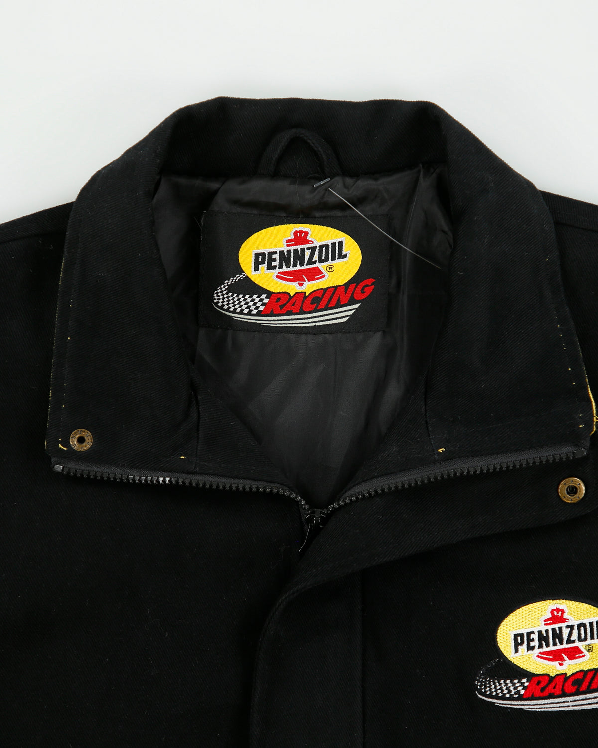Vintage 1990s Pennzoil Racing Canvas Embroidered Pit Lane Motorsport Bomber Jacket - XL