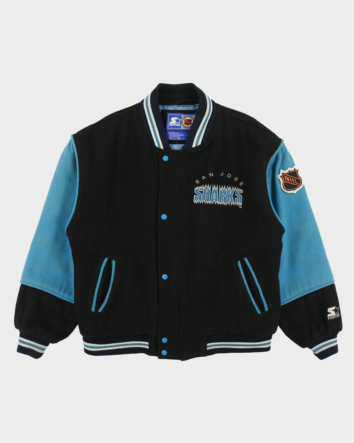 Vintage 1994 Starter San Jose Sharks NHL Wool Blend Patch Embroidered Varsity Letterman Jacket - M