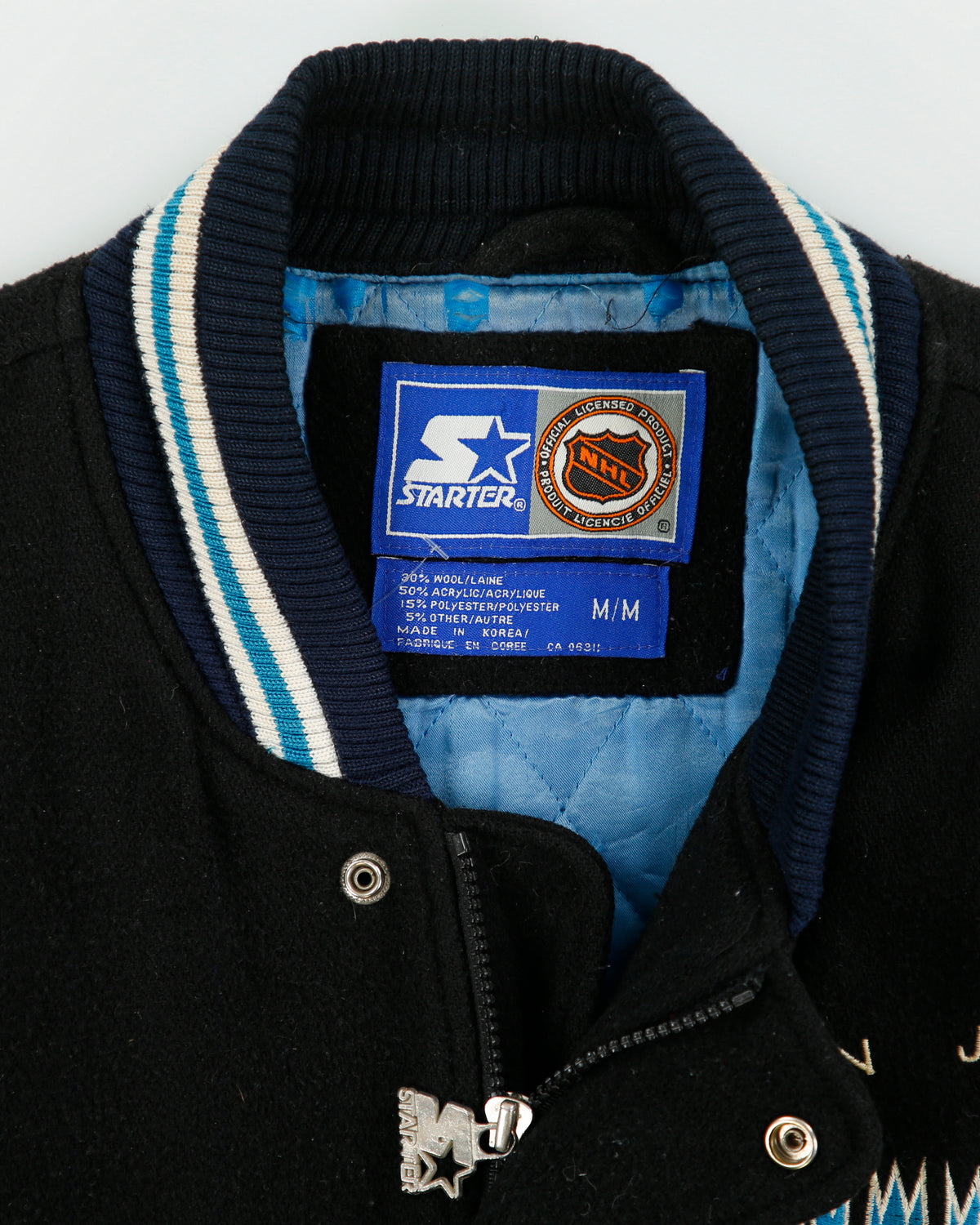 Vintage 1994 Starter San Jose Sharks NHL Wool Blend Patch Embroidered Varsity Letterman Jacket - M