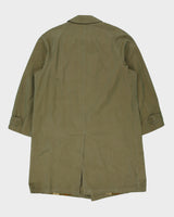 Vintage 1980s Burberry Iridescent Khaki Canvas Plaid Lined Made In England Commander II Mac - L