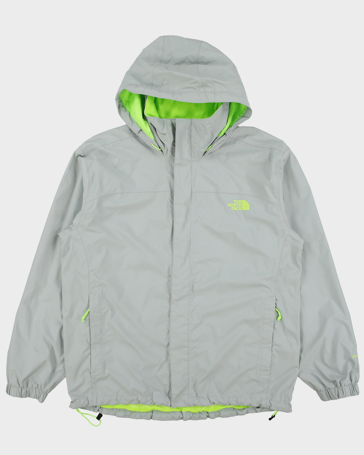 Vintage The North Face Pale Grey / Volt Green Waterproof Hyvent Jacket - L