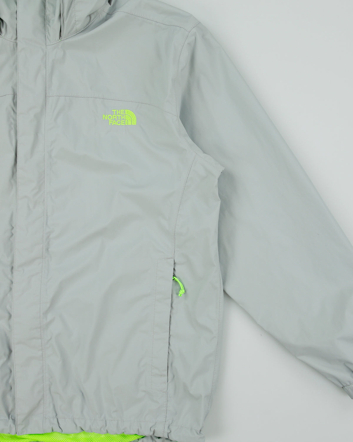 Vintage The North Face Pale Grey / Volt Green Waterproof Hyvent Jacket - L
