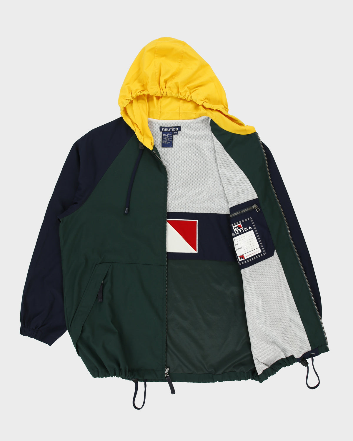 Vintage 1990s Nautica Colourblock Woven Shell Waterproof Windbreaker Sailing Jacket - M
