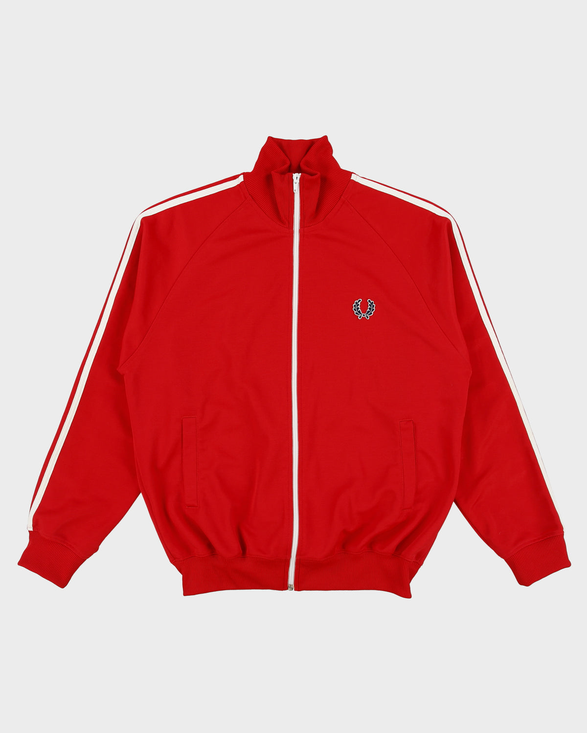 Vintage Fred Perry Heavyweight Stripe Taped Classic Funnel Neck Track Jacket - M