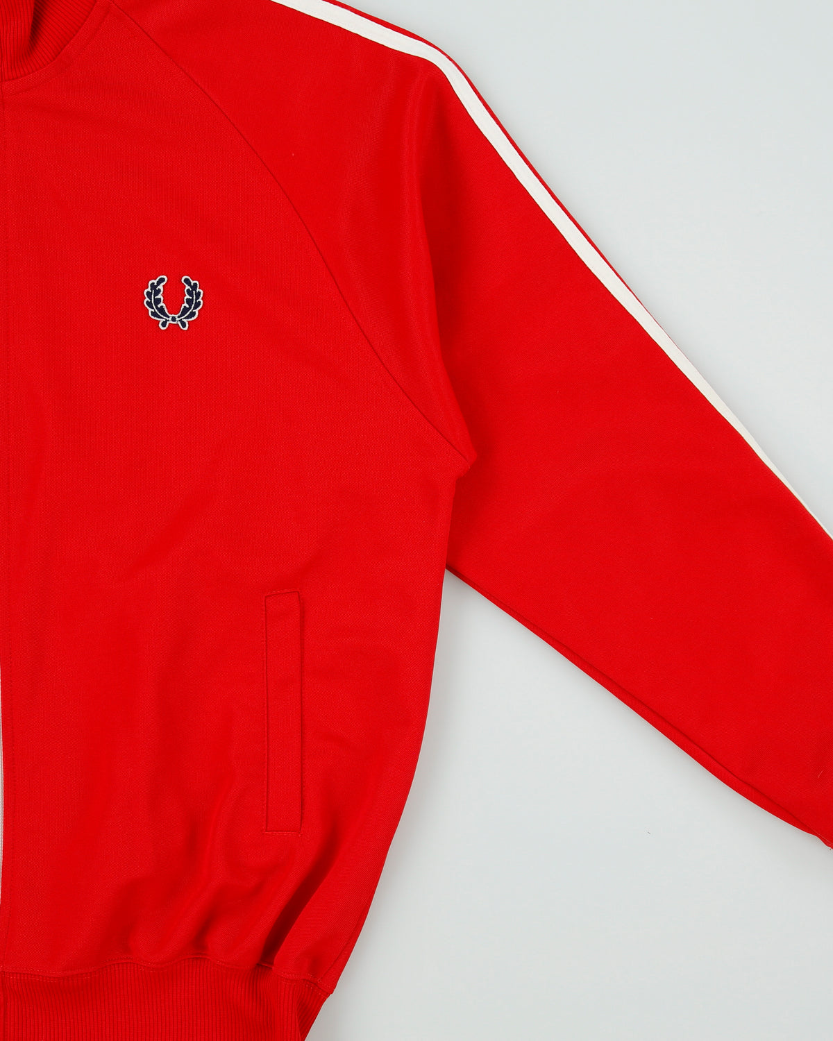 Vintage Fred Perry Heavyweight Stripe Taped Classic Funnel Neck Track Jacket - M