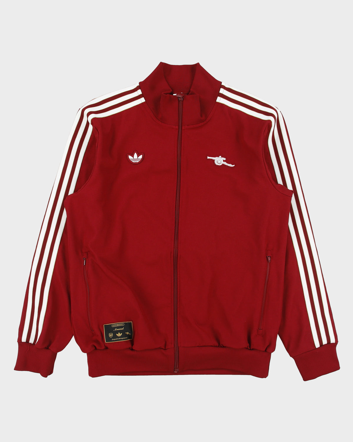 2025-26 Adidas Originals Arsenal FC Terrace Icon Collegiate Burgundy Heavyweight Funnel Neck Football Track Jacket - L