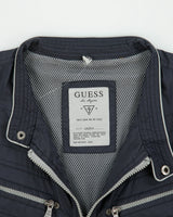 Vintage Guess Navy Shell Cafe Racer Moto Jacket - XL