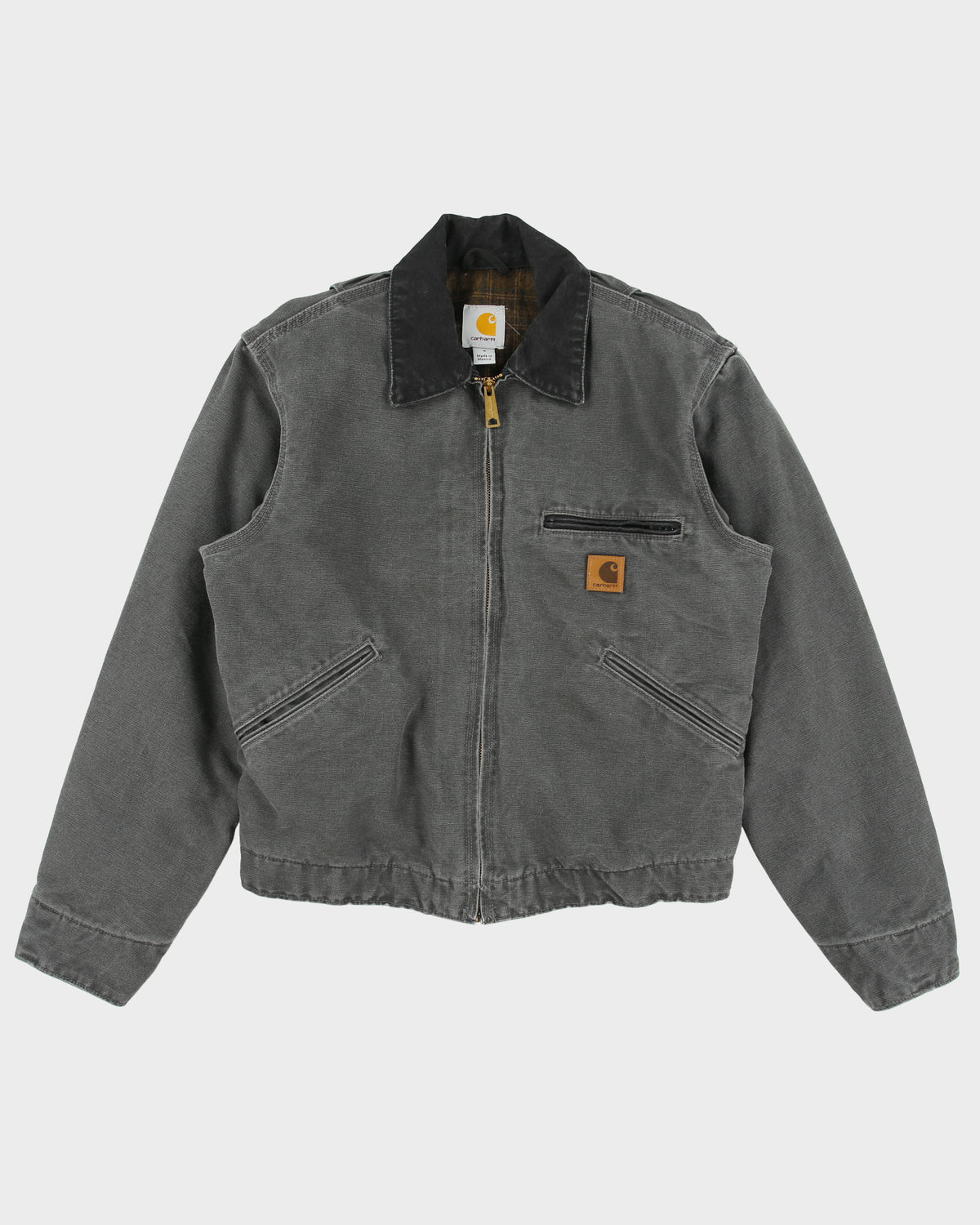 Vintage Carhartt J97 GVL Gravel Detroit Blanket Lined Sandstone Duck Canvas Workwear Jacket - S