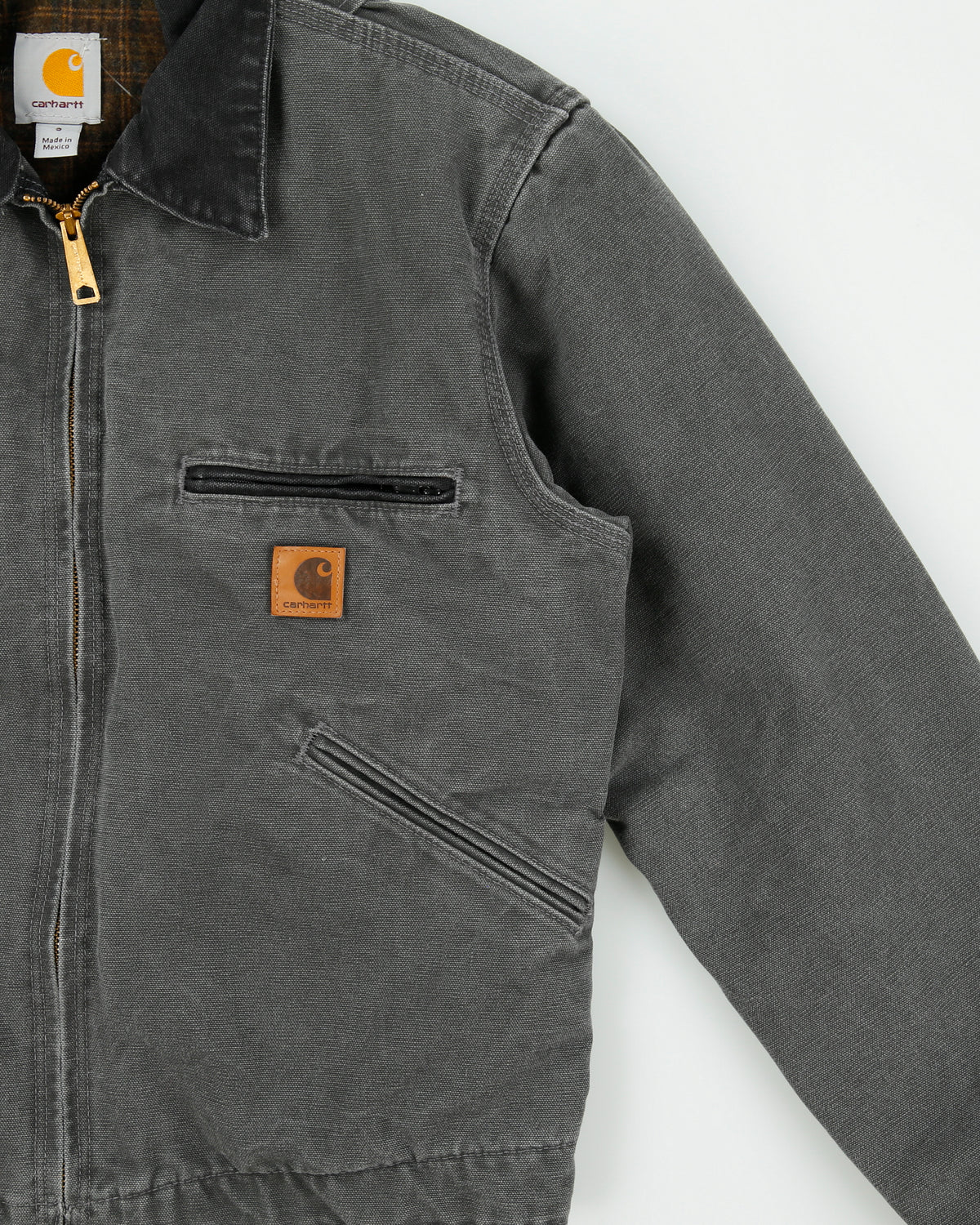 Vintage Carhartt J97 GVL Gravel Detroit Blanket Lined Sandstone Duck Canvas Workwear Jacket - S