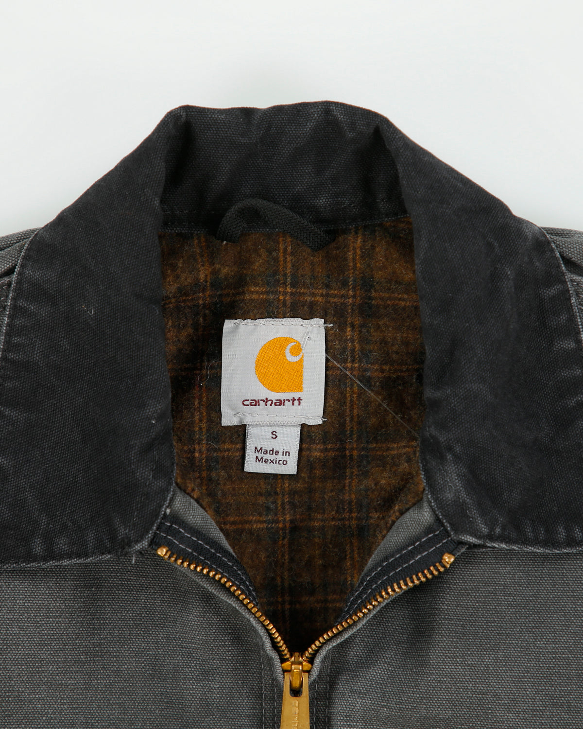 Vintage Carhartt J97 GVL Gravel Detroit Blanket Lined Sandstone Duck Canvas Workwear Jacket - S